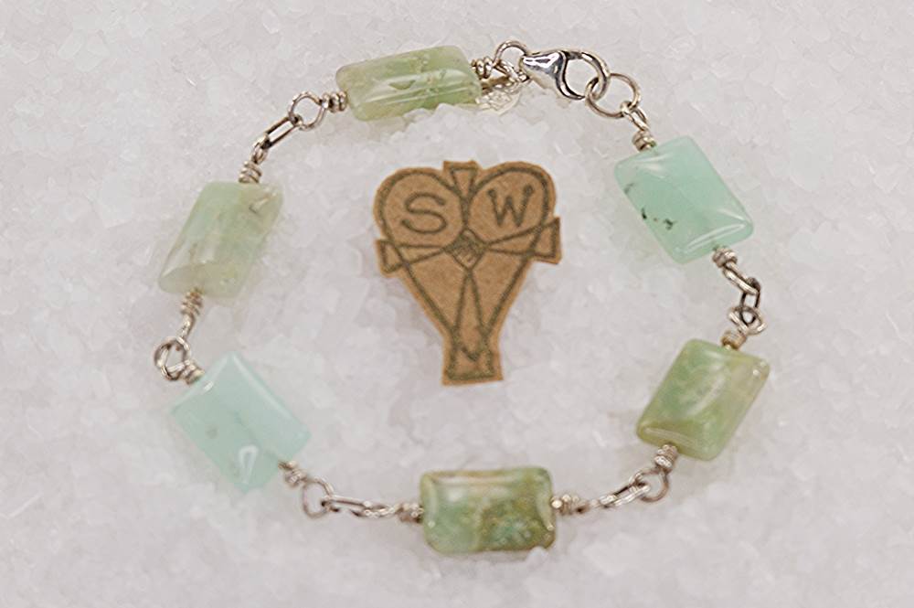 Aventurine and sterling silver bracelet.