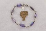 Lavender glass bead bracelet with sterling silver.