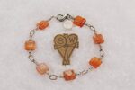 Natural sunstone and sterling silver bracelet