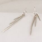 Pure silver, organic spike dangle earrings.