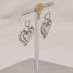 Handmade, solid, pure, sterling silver heart earrings.