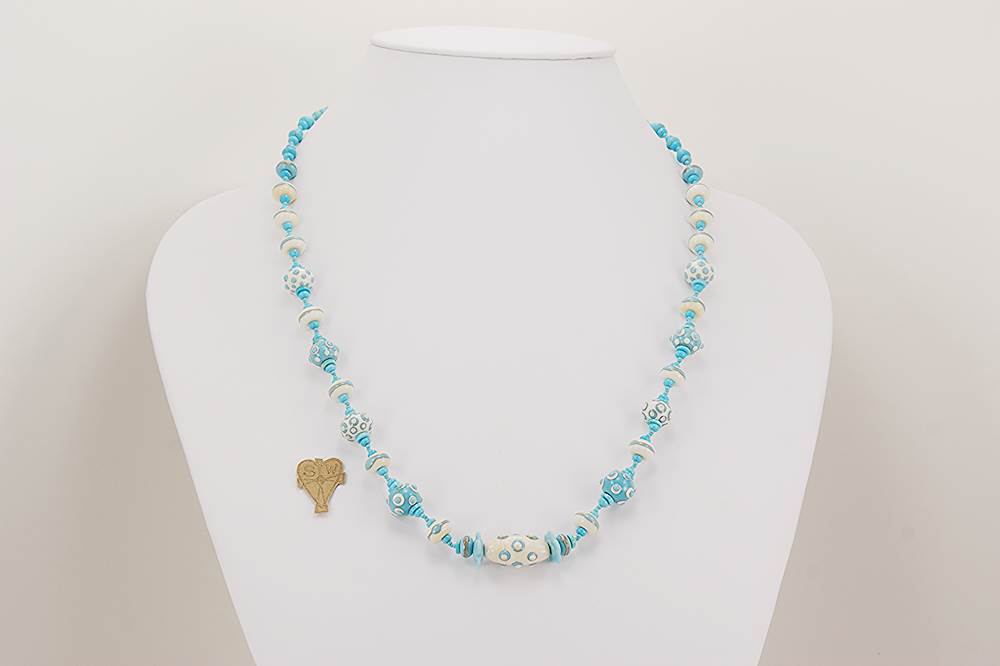 turquoise colored glass bead necklace