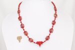 Red dichroic Venetian glass bead necklace.