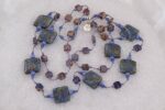 Purple, Murrono glass necklace with picture jasper beads.