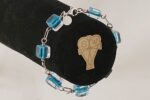 Handmade, one of a kind, turquoise glass bead bracelet.