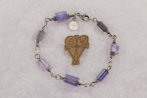 Lavender glass bead bracelet with sterling silver.