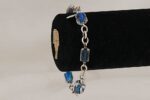 Ocean blue glass bead bracelet with heavy gauge sterling silver.