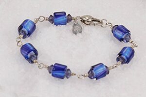 Sky blue glass bead bracelet with sterling silver.