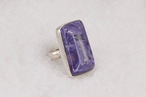 Sterling silver and purple, charloite, handmade ring.