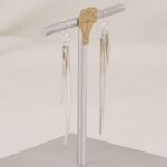 Sterling silver triple length organic spike earrings.