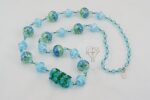 turquoise blue green accented glass beaded necklace