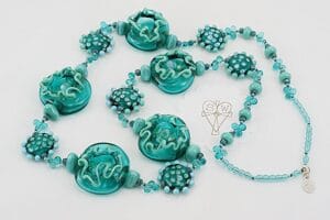 Turquoise glass bead necklace