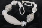etched white and clear glass bead necklace