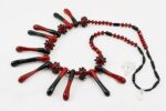 necklace with red and black glass beads