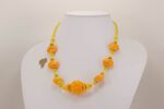 bright lemon yellow and tangerine orange glass bead necklace