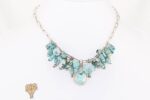 Necklace handmade with sterling silver chain and turquoise.