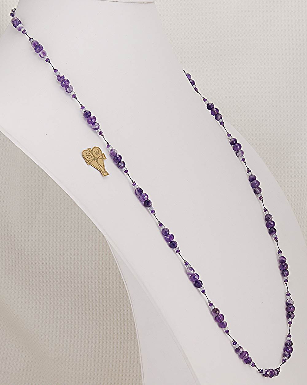 Deep purple, amethyst and white quartz necklace.
