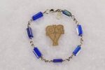 Royal blue glass bead necklace with sterling silver.