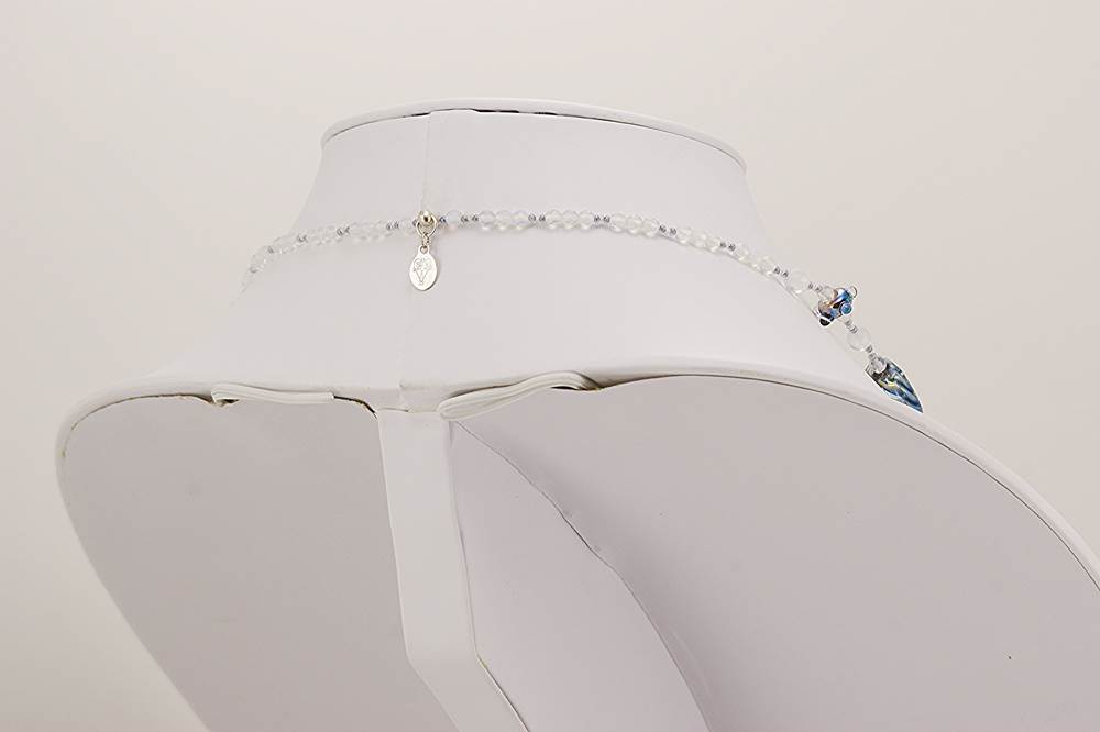 blue sterling silver accented glass bead necklace