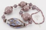 Plum purple handmade glass bead necklace.