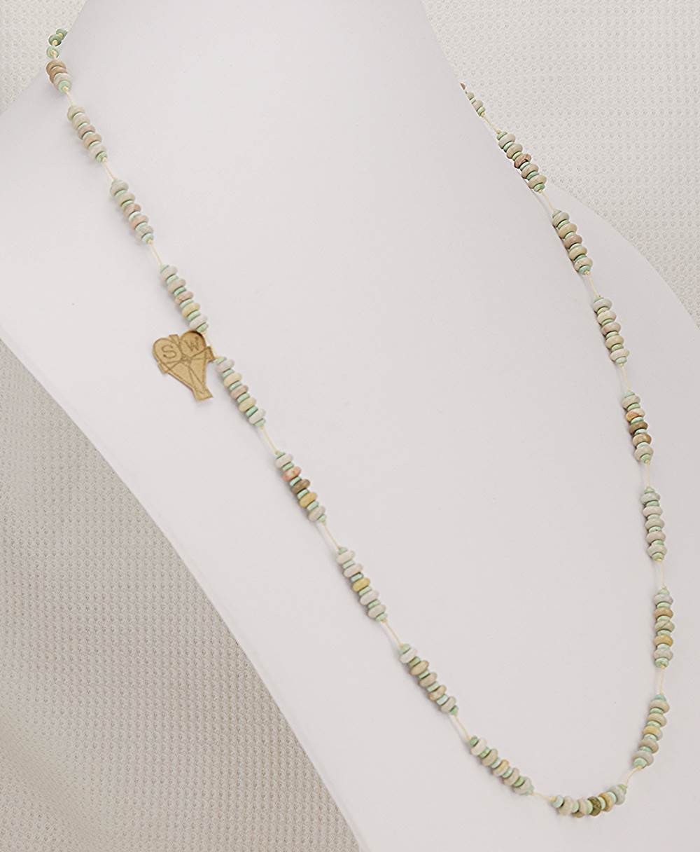 One of a kind, handmade necklace with American pixie turquoise and jasper, rondel, beads.