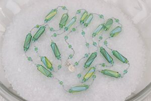 Spring green and turquoise blue, glass bead necklace