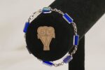Cobalt blue and clear quartz crystal beaded bracelet with sterling silver.