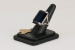 Sterling silver statement ring with deep cobalt blue Maxixe beryl crystal.