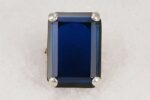 Sterling silver ring with deep cobalt blue maxixe beryl crystal