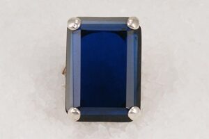 Sterling silver ring with deep cobalt blue maxixe beryl crystal