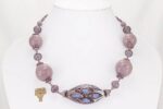 Plum purple hand blown glass bead necklace.