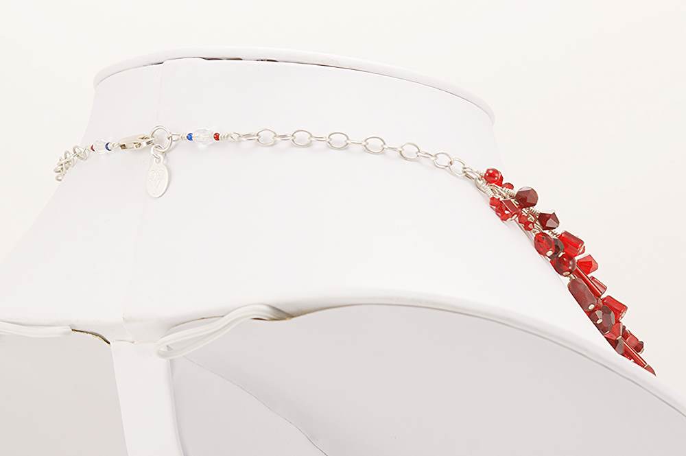 Red, white and blue Swarovski necklace.