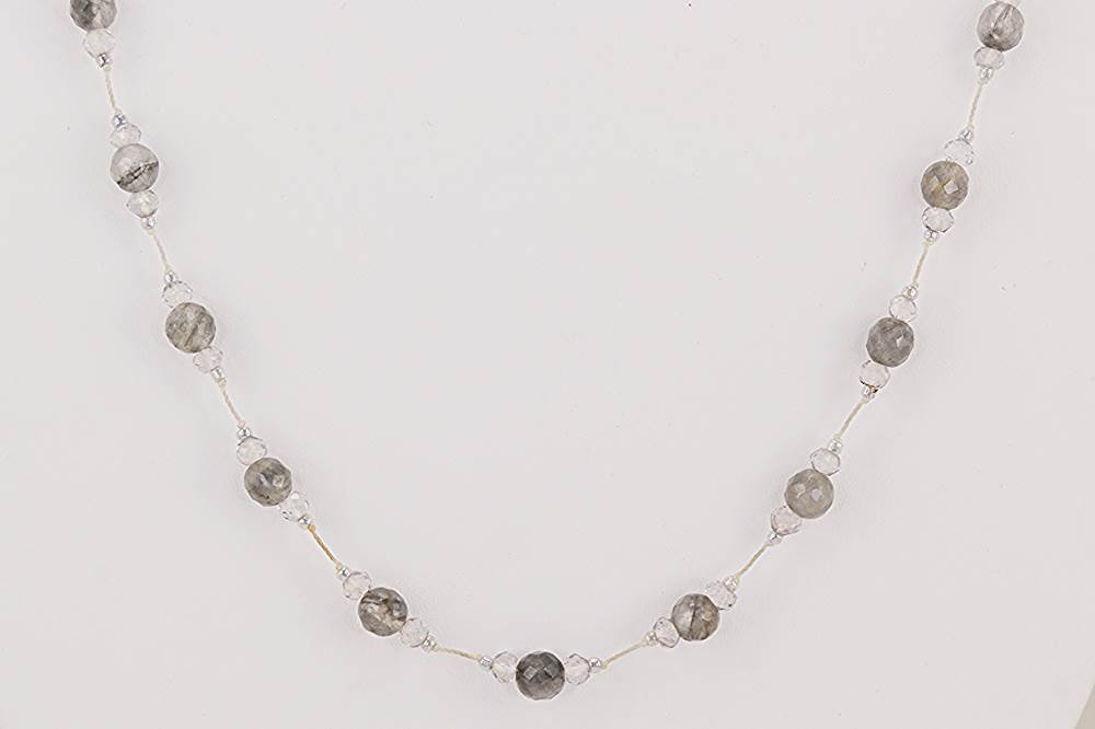 Clear and smokey quartz agate necklace,