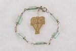 Ceylon green, triangular glass bead bracelet with sterling silver.