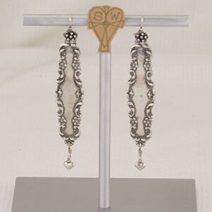 Handmade Victorian sterling silver spoon earrings.