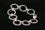 Handmade big chain link sterling silver bracelet with large lobster clasp.