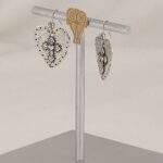 Handmade, western style, sterling silver heart with cross earrings.