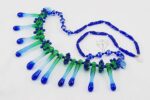 blue green glass icicle necklace