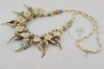 ivory and sterling silver colored glass bead necklace