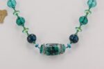 ocean blue and green colored glass bead necklace