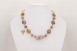 Handmade opalescent glass beaded necklace with sterling silver accents