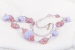Pink and lavender opalescent glass beaded necklace.