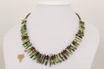Watermelon bamboo coral beaded necklace.