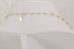 Chrysolite stone slab necklace with peridot round beads.