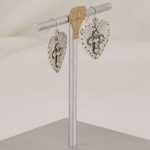 Sterling silver, western heart with cross earrings.