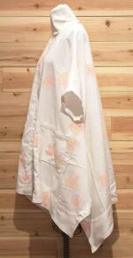 White and pink flowered Italian linen cloak with pockets .