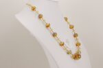 amber and sage colored glass bead necklace