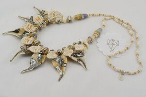 ivory and sterling silver colored glass bead necklace