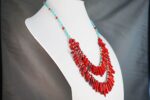 Red, bamboo, coral, handmade, necklace