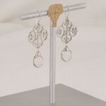 925 sterling silver quatrefoil earrings with quartz crystals.